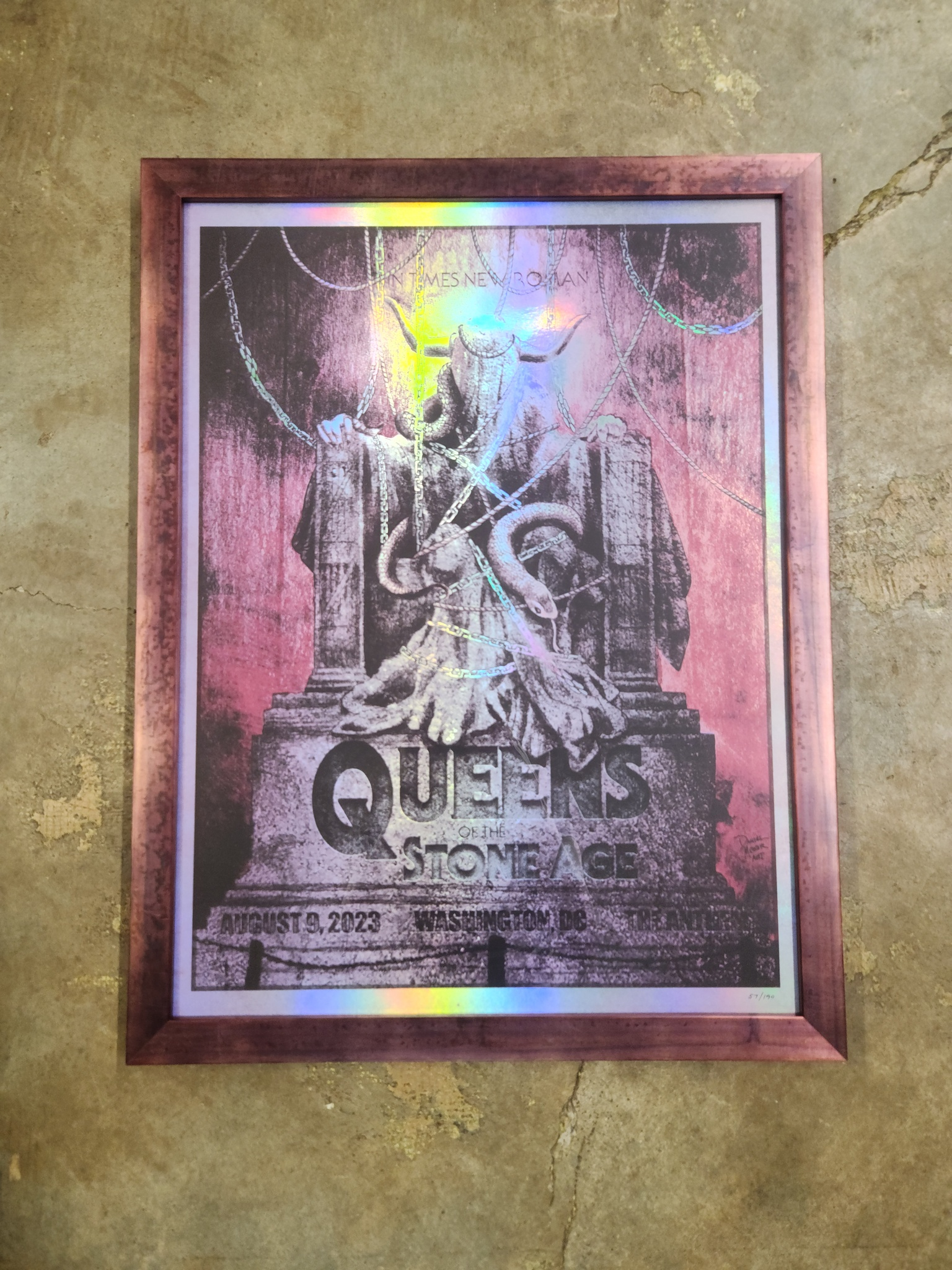 Framed concert poster with UV-protective glazing